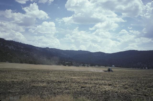 Agricultural fields being plowed